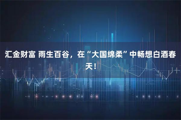 汇金财富 雨生百谷，在“大国绵柔”中畅想白酒春天！