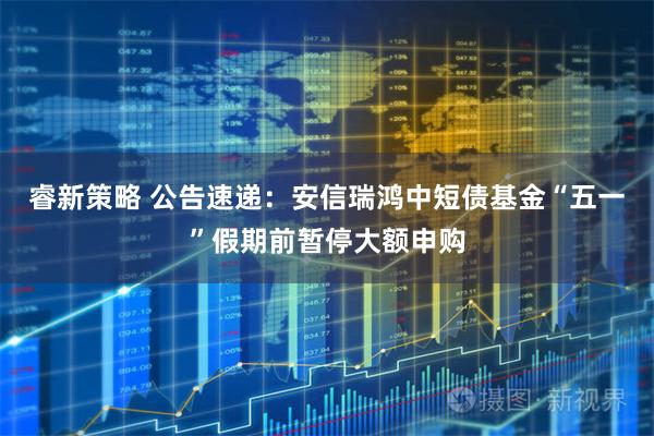 睿新策略 公告速递:安信瑞鸿中短债基金“五一”假期前暂停大额申购
